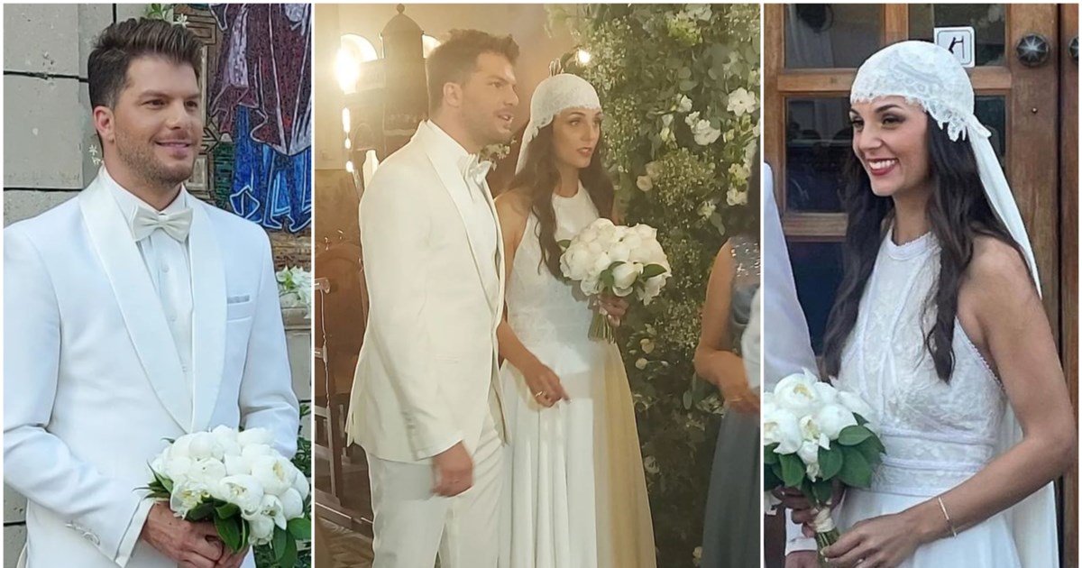 Γαμπρός και νύφη στα λευκά: Το total white του Λούκα Γιώρκα και το boho bridal look της δικηγόρου αγαπημένης του