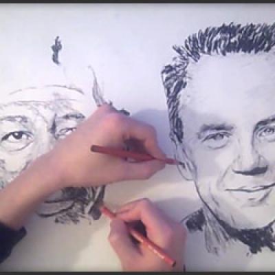 Τέλειο βίντεο! Καλλιτέχνης ζωγραφίζει με τα δύο χέρια τους πρωταγωνιστές του Shawsank Redemption!