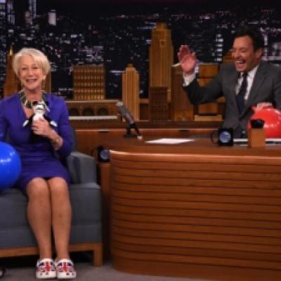 Helen Miren & Jimmy Fallon κάνουν συνέντευξη ρουφώντας ήλιο !