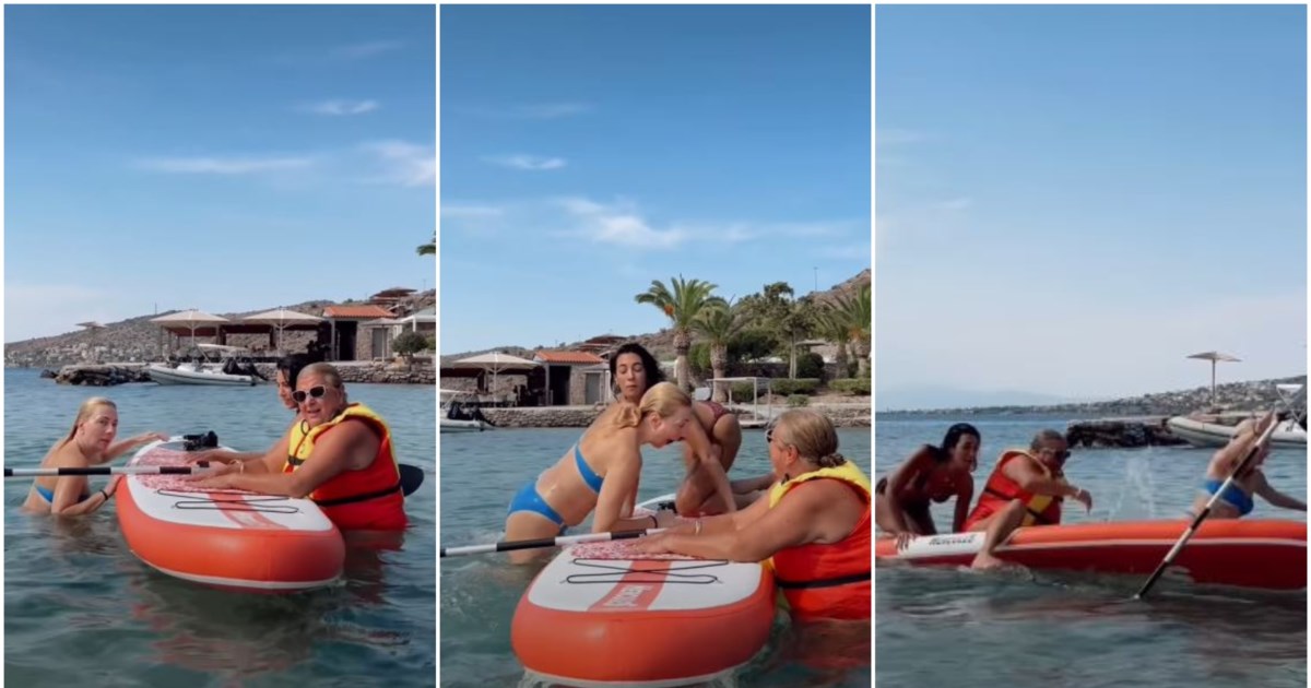 Ευγενία Σαμαρά, Σμαράγδα Καρύδη και Ελισάβετ Κωνσταντινίδου τσακώνονται με ένα SUP στην Αίγινα